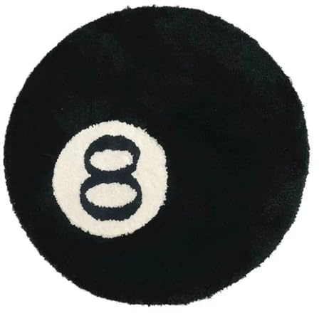 Stuhlmatte Billard-Teppich (8-Ball) mit Simulationsmotiv, runder, weicher Stuhlvorleger, rutschfeste Badematte, schwarzer Teppich for Kinderzimmer(60x60cm)