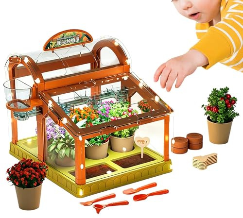 Kit Per La Coltivazione Di Fiori In Serra Per Bambini - Mini Casetta Per Piante In, Giocattolo Da Giardinaggio Per Scienze Educative | Set Per La Coltivazione Di Semi Riutilizzabili Con Coper