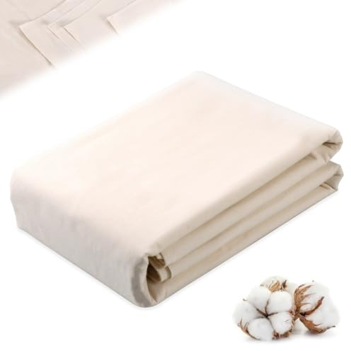 TranRantic Baumwollstoff Leinenstoff Meterware 2 M x 160 cm | 100% Baumwolle Einfarbiger Nähstoffe Leinentuch, Musselin Stoff Meterware zum Sticken, Nähen von Kleidung, Natur Bäckerleinen