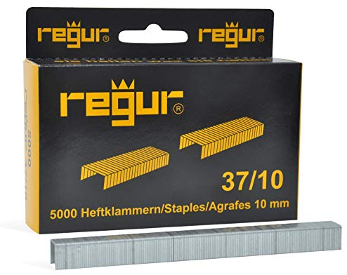 REGUR Typ 37 Feindraht-Klammern verzinkt - 5.000 Stück in der Länge 37/10 mm – Heftklammern zum Befestigen von Stoffen, Leder, Textilien sowie zum Basteln und Dekorieren