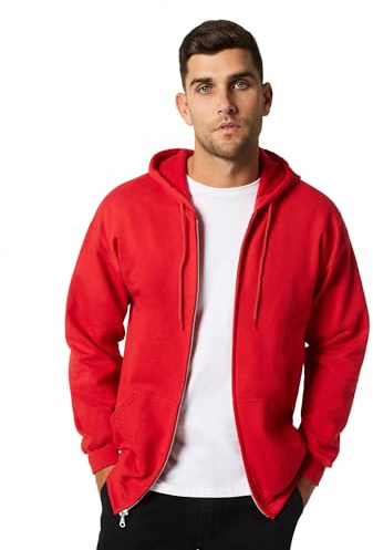 Gildan Heavy Blend Adult Full Zip Hooded Sweatshirt (Red) (S)