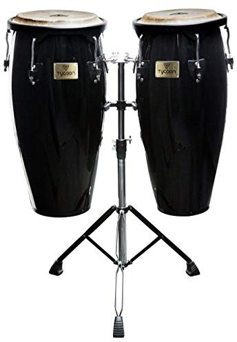 Tycoon Percussion 10 Inch & 11 Inch Congas Black Finish With Double Stand