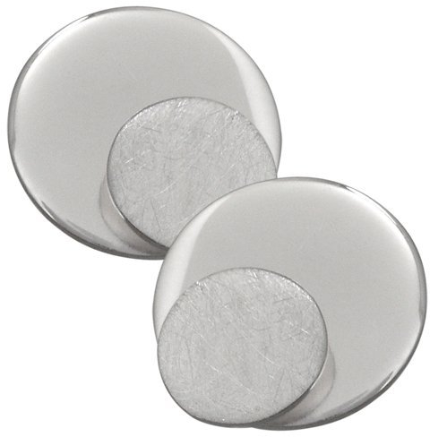Vinani Damen Ohrstecker 925 Silber - doppelter Kreis gebürstet glänzend - Ohrringe aus 925 Sterling Silber für Frauen - ODK