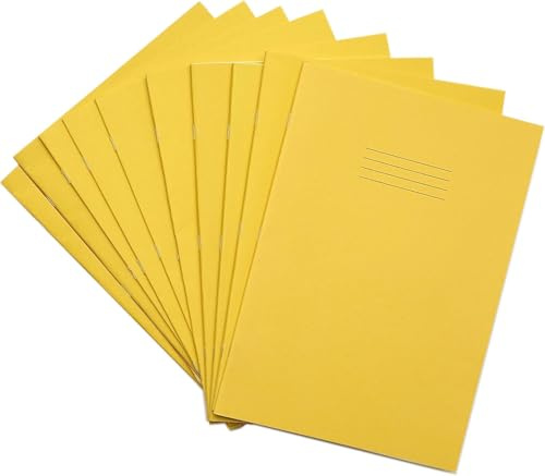 Rhino A4 Exercise Books, 48-Page / 8mm Lined with Margin Paper Notebook, 100-Pack, Office & School Stationery Supplies, Yellow
