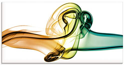 ARTland Wanddeko Glasbilder Wandbild Glas Bild einteilig 60x30 cm Querformat Abstrakte Kunst Rauch Wellen Farben Bunt S6OV