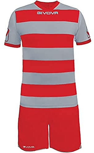 Givova, kit rugby, grau klar/rot, L