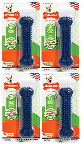 Nylabone (4 Pack) Dental Chew Original Regular Size | Flavored Bone 25 lb Dogs