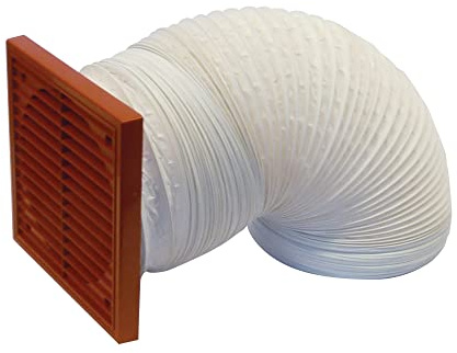 Airflow Flexible Ducting Kit – Ø150mm Diameter x 3m Length with Terracotta Square Grille & Fly Screen – Easy Install Ventilation Kit for Extractor Fans