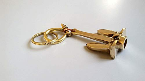 Porte-clés ancre nautique vintage en laiton avec menottes A
