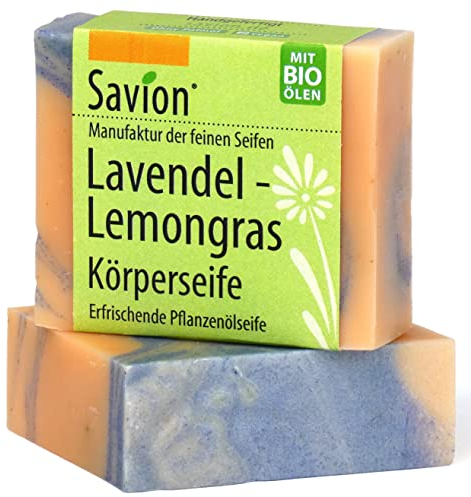 Savion Lavendel-Lemongras Körperseife, Vegan, Palmölfrei, Tierversuchsfrei, 80g