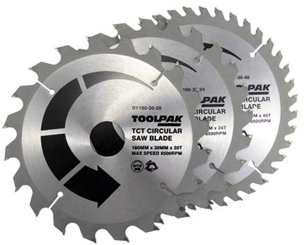180mm x 30mm TCT Circular Saw Blades Pack of 3