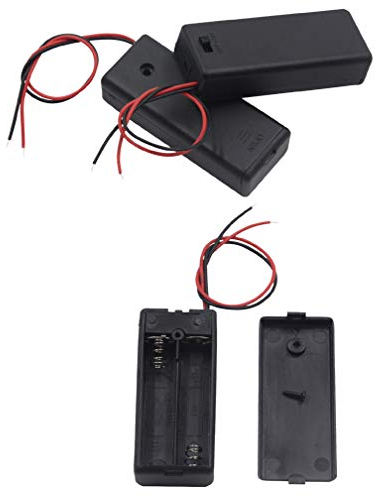 LAMPVPATH (Pack of 3) 2 AAA Battery Holder with Switch, 2 x 1.5V AAA Battery Holder Case with Wire Leads and ON/OFF Switch
