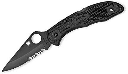 Spyderco Unisex – Erwachsene Delica 4 Lightweight All Black Taschenmesser, Schwarz, 18.1