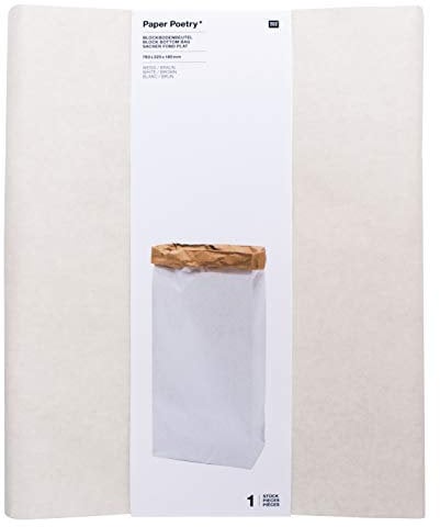 Blockbodenbeutel weiß-braun 2 Stück 28x60x17cm festem Papier Größe XL