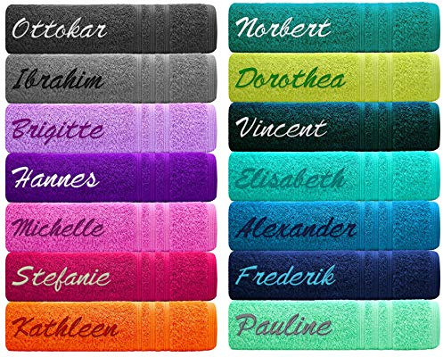 Lashuma London Duschhandtuch mit Namen, Frauen Badetuch Rosa - Lotus, Baumwollhandtuch 70x140