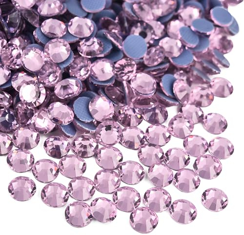 Jollin, Strass termoadesivi con retro piatto, in vetro, adatti come diamanti e gemme, 4,8 mm (20 SS, 576 pezzi, rosa)