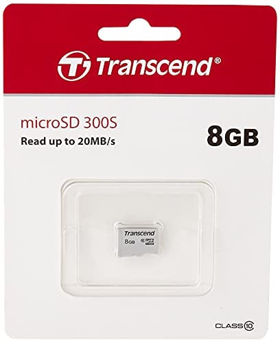 Transcend Carte mémoire microSDHC 300S 8GB Classe 10 avec jusqu'à 95/45 MB/s (pour smartphones, appareils photo numériques et consoles Nintendo Switch) sans adaptateur SD - TS8GUSD300S