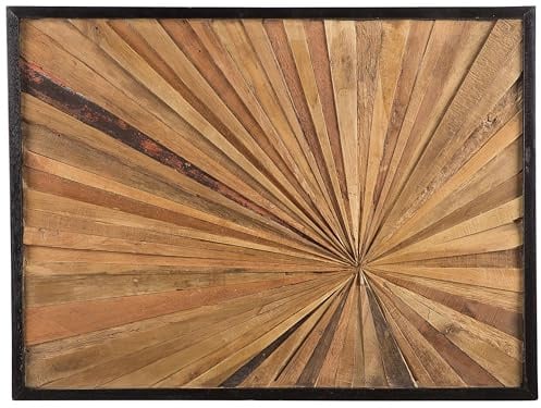 Beliani Wanddekoration Teakholz hellbraun/dunkelbraun rechteckig 60 x 80 cm Merida