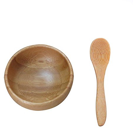 erioctry Cute Small Eco Bamboo Facial Mask Mixing Bowl Skin Care Mask Bowl for Women Girls DIY Homemade Facemask Cosmetic Tool Kit