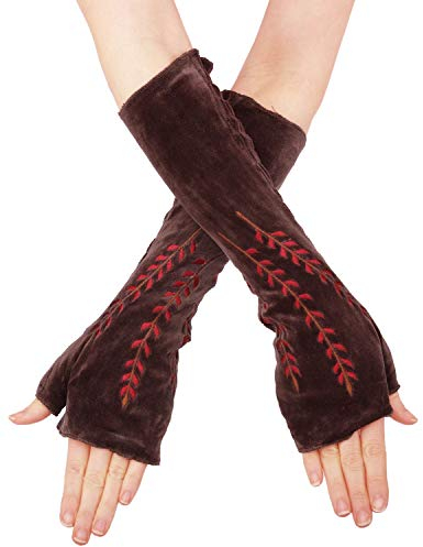 PUREWONDER Damen Armstulpen Samt Handstulpen Design Nr. 14 Farbe Braun