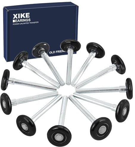 XiKe 12 Pack Black 2 Nylon Garage Door Roller 4 Stem, Quiet/Durable and High Load, Use 6200-2RS Double Seals Precision Bearings.