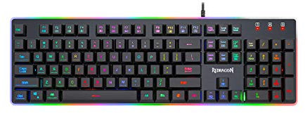 Redragon Dyaus 2 K509-RGB Teclado Gaming Español - Retroiluminado RGB - USB - Ligero - Duradero - Resistente al Agua - Teclado Gamer con Cable para PC - Negro