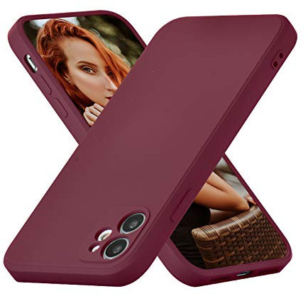 UEEBAI Case for iPhone 11 6.1 inch, Ultra Slim Straight Side Liquid Silicone Case Precise Cut-outs Gel Rubber TPU Bumper Case Smooth Lovely Shell Shockproof Protective Cover for iPhone 11 - Wine Red