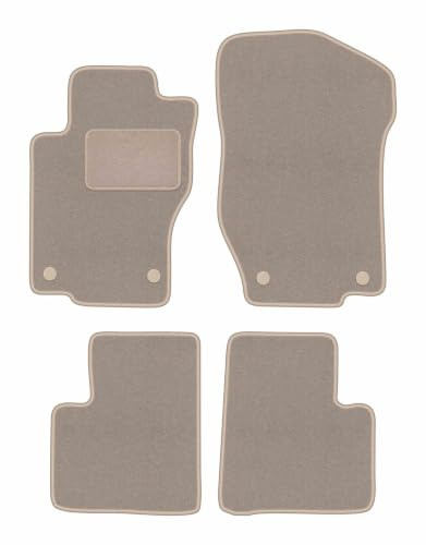 Velours-Fußmatten passend für Mercedes ML W164 2005-2011, Beige, LUX | passend für SUV; Velours-Teppich (Polypropylen), ca. 6,5 mm; rutschfest, runde Befestigungen (Typ MS)