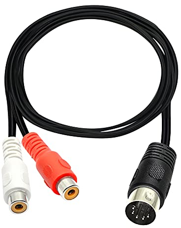 PNGKNYOCN Din 5 pin tour RCA câble 5 pin Din macho 2 RCA tourne-disque câble audio avec prise femelle pour Bang & Olufsen, Naim, Quad, système stéréo (1,5 m)