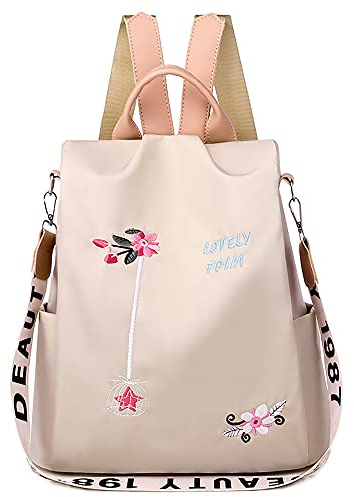 DORRISO Damen Rucksäcke Nylon Schultertaschen Anti Dieb Handtasche Schulter Tasche Tourismus Beiläufig Reise Outdoor Schule Frauen Nylon Rucksack Braun