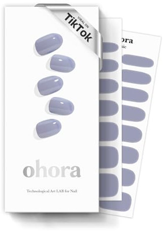 ohora Halbgehärtete Gel-Nagelstreifen (N Cremewolke) – Funktioniert mit allen Nagellampen, Salonqualität, langlebig – Inklusive 2 Vorbereitungspads, Nagelfeile und Holzstab – Lila