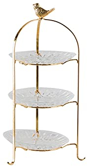 alzata per dolci Lampada a tre strati Luce Display per torta di lusso Stand multifunzionale in vetro Dessert Stand Cupcake Serving Vassoio per Tea Party, Matrimonio e Compleanno porta torte