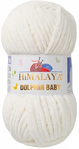 Strickfein Himalaya Dolphin Baby Wolle Garn Baumwolle Strickwolle zum Stricken häkeln (80308 Naturweiß)