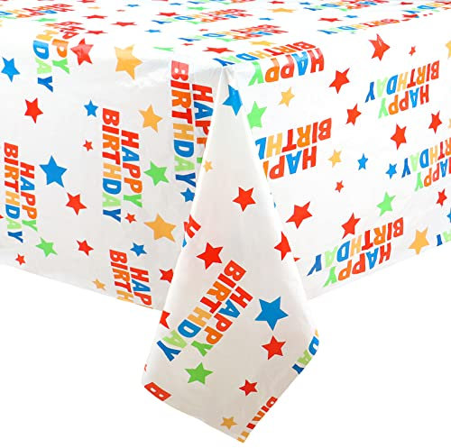 Party Tischdecke Geburtstag Kinder 274x137 cm Happy Birthday Alles Gute zum Geburtstag Tischdeko Regenbogen Plastik Tischdecke Kindergeburtstag