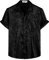 VATPAVE Mens Summer Jacquard Regular Fit Shirts Casual Button Down Short Sleeve Beach Tops with Pocket 3X-Large Black