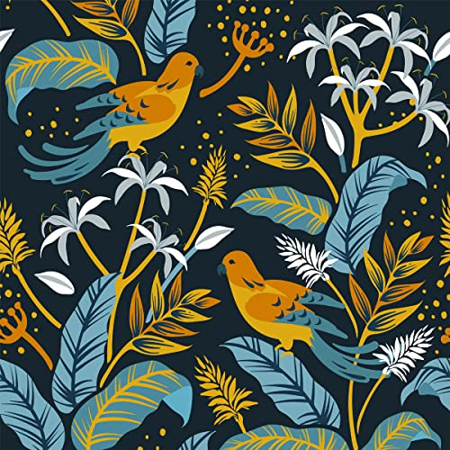 Selbstklebende Blumen und Vögel Tapete, Tropisch Floral Pflanzen PVC Wasserdicht Schälen und Stick Tapete Rolle Tapeten für Zuhause Büro Arbeitszimmer Wanddekoration (40x600cm, Blumen und Vögel)