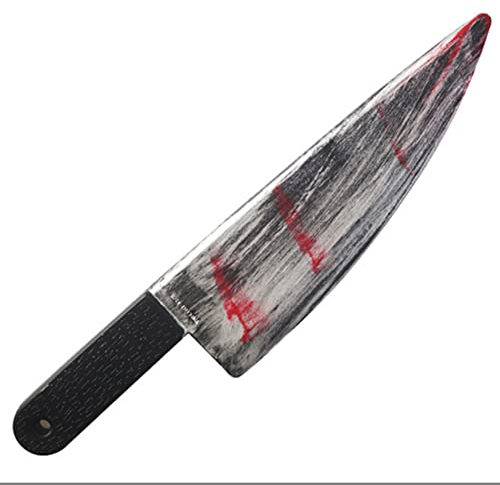 Proumhang 1 pc Bloody Halloween Weapons Machete,Knife,Axe,Cleaver and Sickle Halloween Props Party Decoration Set for Halloween Decoration,Haunted Houses and Chunky Costume,Style 1