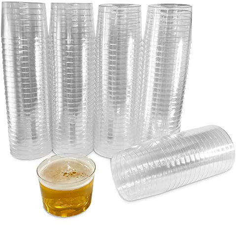 500 Vasos Chiquito de Plástico Reutilizables para Vino y Postres de 200 ML .Vasitos Resistentes de Zurito y Aperitivos. Ideales para postres (mousse, souffle), frutas, entrantes y coctel