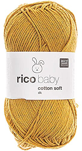 Babywolle Rico Baby Cotton Soft Dk | weich und pflegeleicht | Baumwollmischgarn zum Stricken und Häkeln (064 senf)