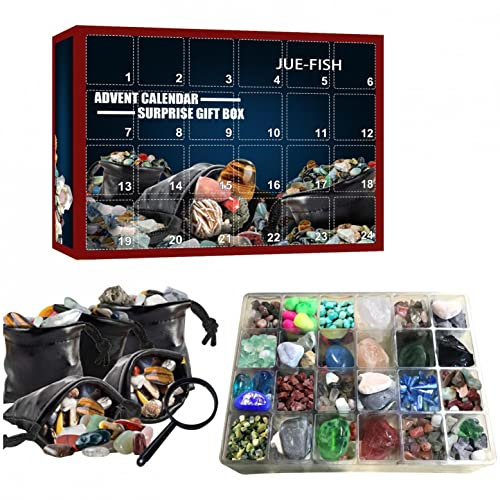 Adventskalender 2022, Weihnachten 24 Tage Countdown Kalender Erz Weihnachtsadvent Kalender - Mineralien und Kristalle zum Lernen, Sammeln - Geschenk für Mädchen, Jungen & Geologie Enthusiasten