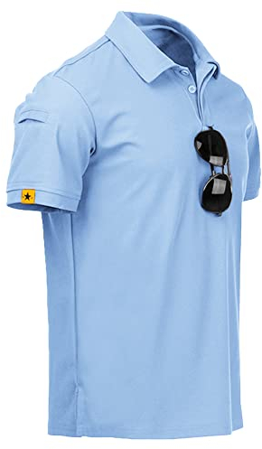 geeksport Poloshirt Herren Kurzarm T-Shirts Männer Sport Golf Polohemd (Mondblau XL)