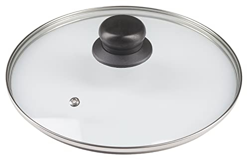 Pullmer Glasdeckel mit Dampfloch, als Pfannendeckel oder Topfdeckel, gehärtetes Glas und hitzebeständiger Griff, Universaldeckel, spülmaschinenfest (22 cm)