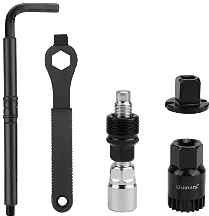 Oumers Bicycle Crank Puller Tool Set, Bike Crank Extractor+16mm Spanner Wrench+Bike Bottom Bracket Remover+Lengthen Allen Key Wrench +Square Head,Bike Repair Kit for All Cycling Enthusiasts