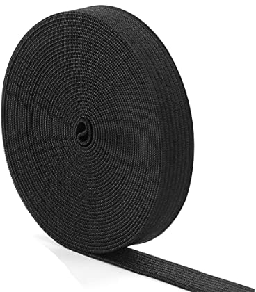 YSTrillion Elástica de Costura,20M*2CM Cinta Elástica Plana,Elásticas Planas Bandas de Costura para DIY Costura,Manualidades,Ropa (Negro)