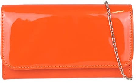 Girly Handbags Damen Lack Clutch glänzend Abendtasche Party Hochzeit Orange