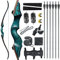 OUBOTER Black Hunter Original Recurvebögen Bogen, Pfeil für Erwachsene Jagdbogen Bogenschießen 60'' 20-60 lbs Rechtshänder Holzriser mit gemischten Carbonpfeilen für Outdoor-Schießwettbewerbe(40lbs)
