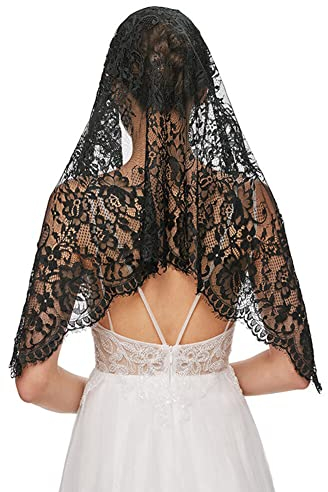Spitze Kapelle Schleier,Brautschleier Schleier Schals Katholisch Schleier Hochzeit Mantilla Schleier,Elegante Braut Tüll Hochzeitsschleier für Festlich Fasching Hochzeit Kostüm,80x100cm