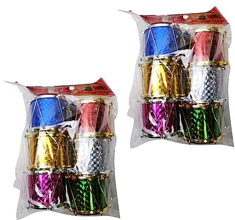 Gadpiparty 12 Stück Trommel Für Weihnachten Papier Weihnachtsbaum-Hängedekoration Mini-Trommel Für Weihnachten Weihnachtsbaum-Hängetrommel Weihnachtsanhänger Ornamente