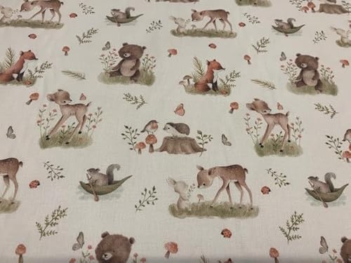 textil pertex Bambi 100% Baumwolle Popeline Stoff Bastelstoff Lambi Stoff Kinderstoff Meterware 1 Meter x 140 cm
