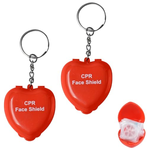 PHCOZY 2 Pcs Schlüsselanhänger Notfall Kit HLW Gesichtsschutzmaske Taschenmaske Zur Herz Lungen Wiederbelebung mit Einwegventil Tragbarer HLW Atembarrieren-Gesichtsschutz